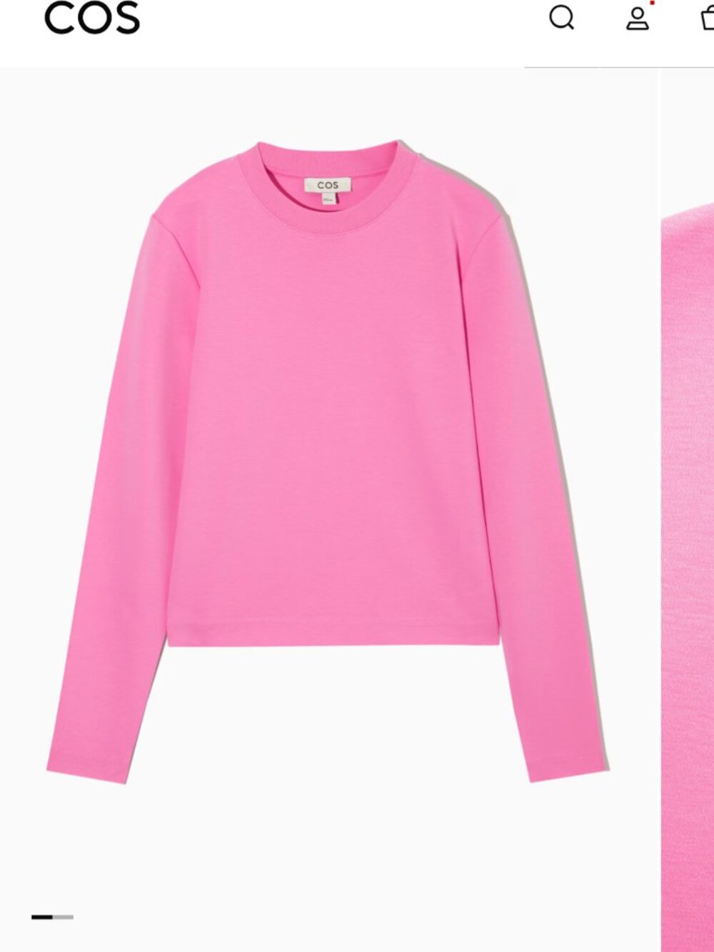 COS Bubblegum Pink Comfy 100% Cotton CLean Cut Long Sleeve Tee Shirt Size S